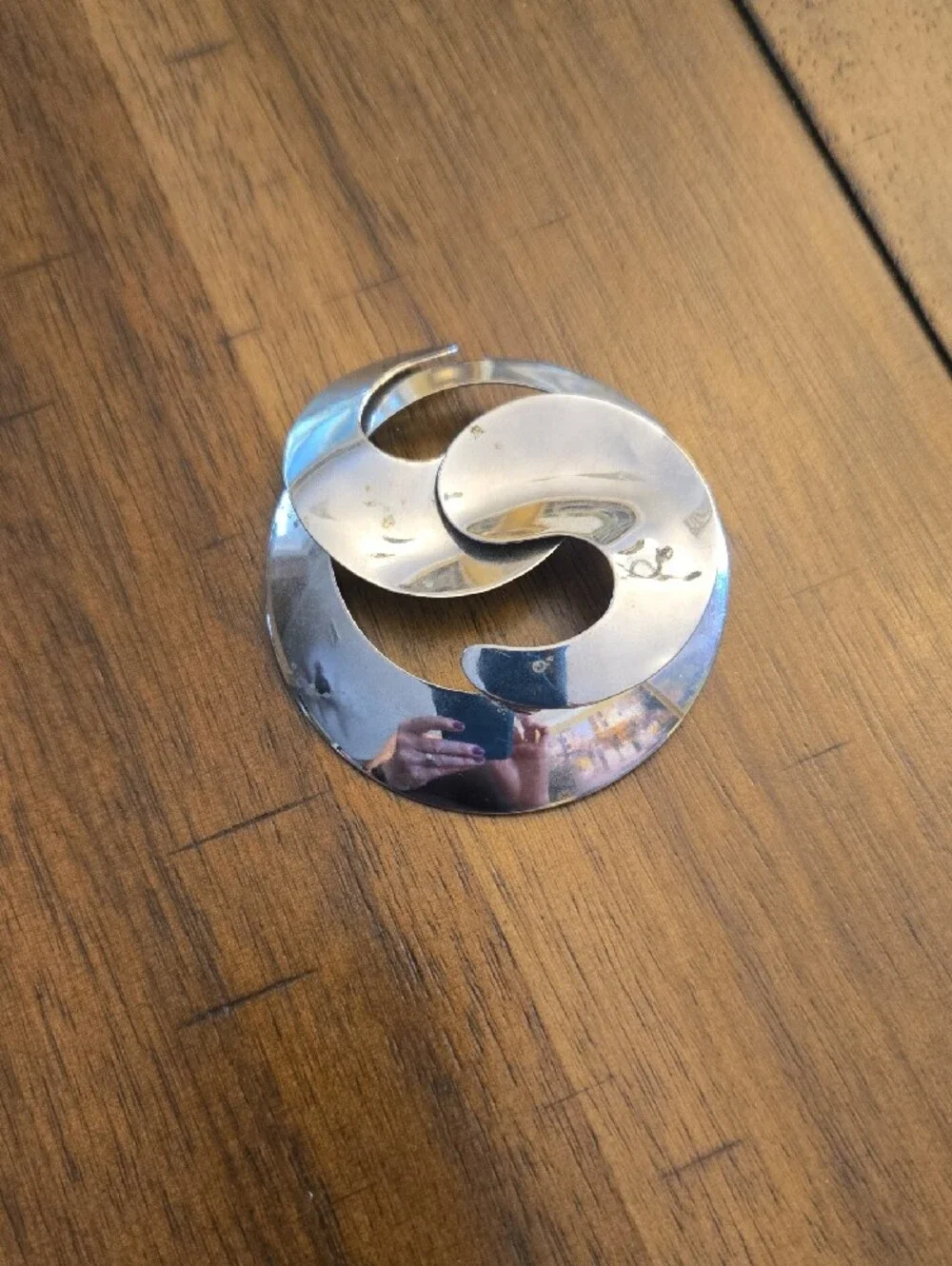 Modern Swirl Chrome Brooch